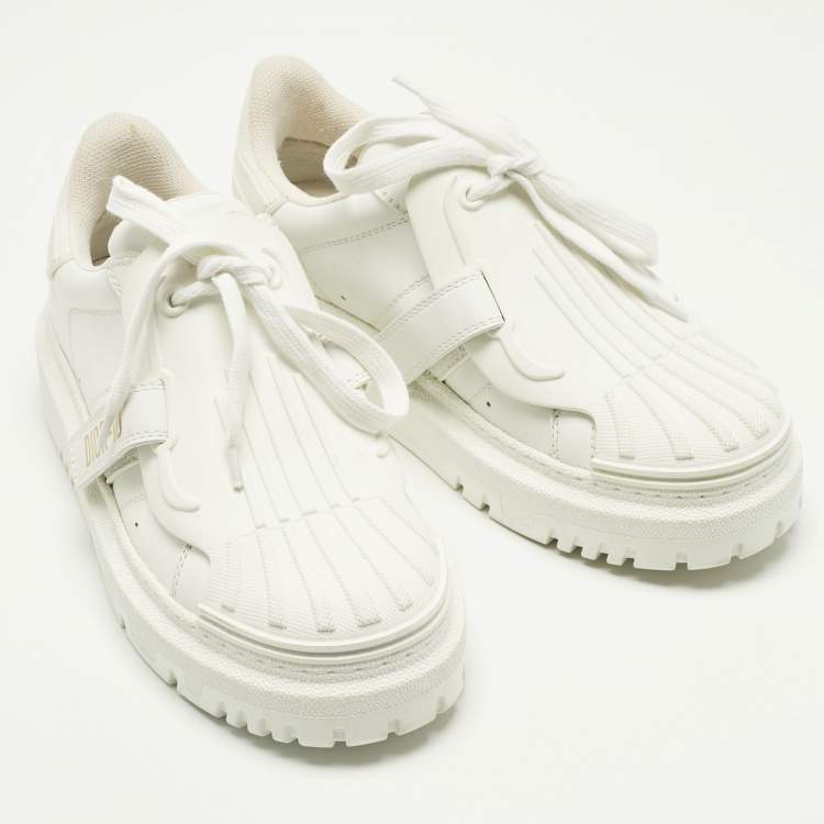 Pre Owned Dior White Leather and Rubber Dior ID Lace Up Sneakers Size 36