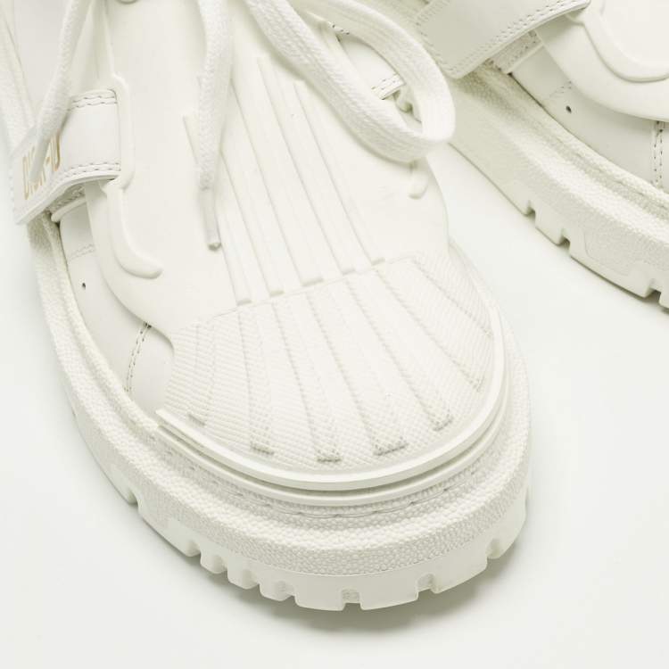 Pre Owned Dior White Leather and Rubber Dior ID Lace Up Sneakers Size 36
