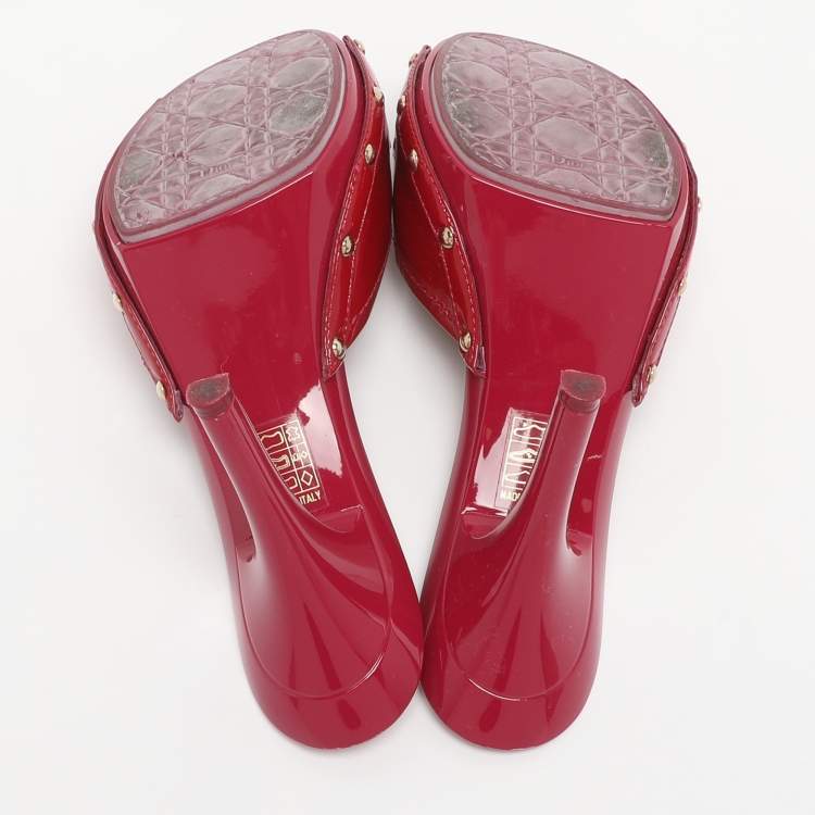 Pre Owned Dior Pink Patent Leather Bow Slide Sandals Size 40