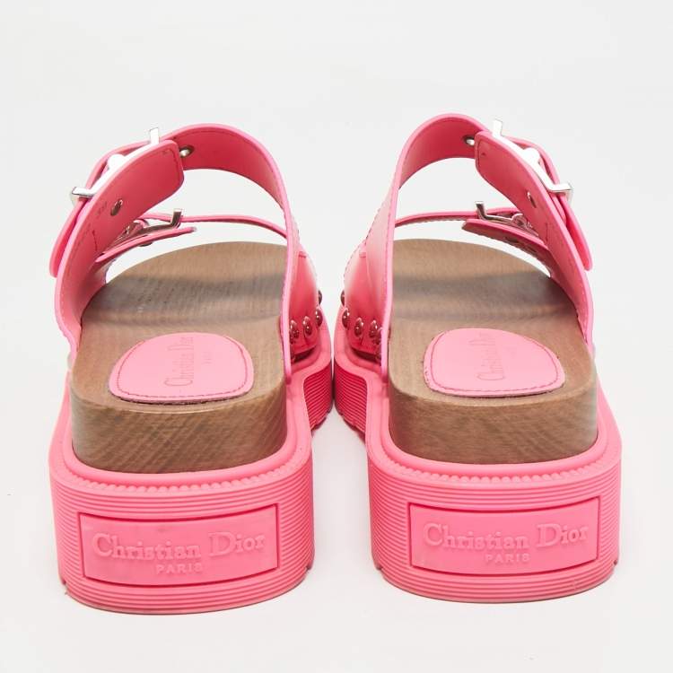 Pre Owned Dior Pink Leather Diorquake Platform Sandals Size 39