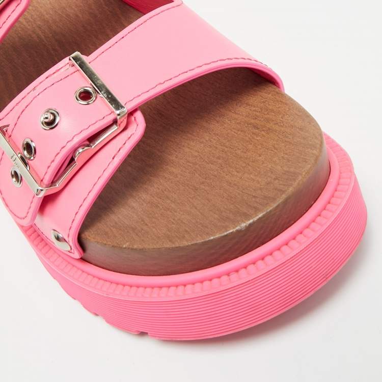 Pre Owned Dior Pink Leather Diorquake Platform Sandals Size 39