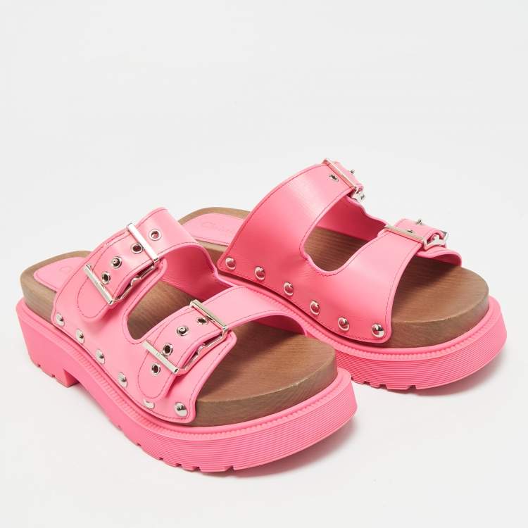 Pre Owned Dior Pink Leather Diorquake Platform Sandals Size 39