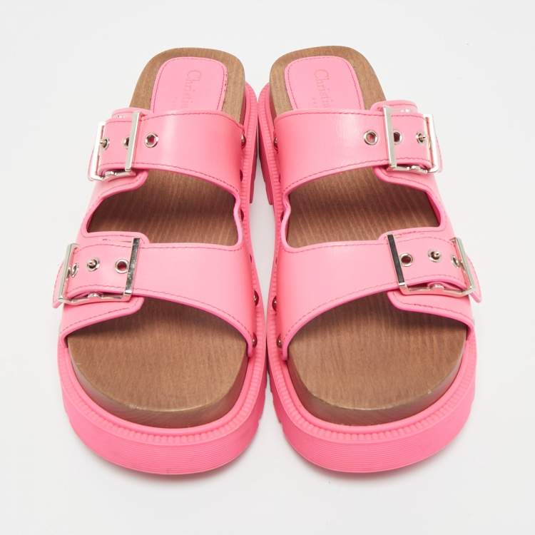 Pre Owned Dior Pink Leather Diorquake Platform Sandals Size 39