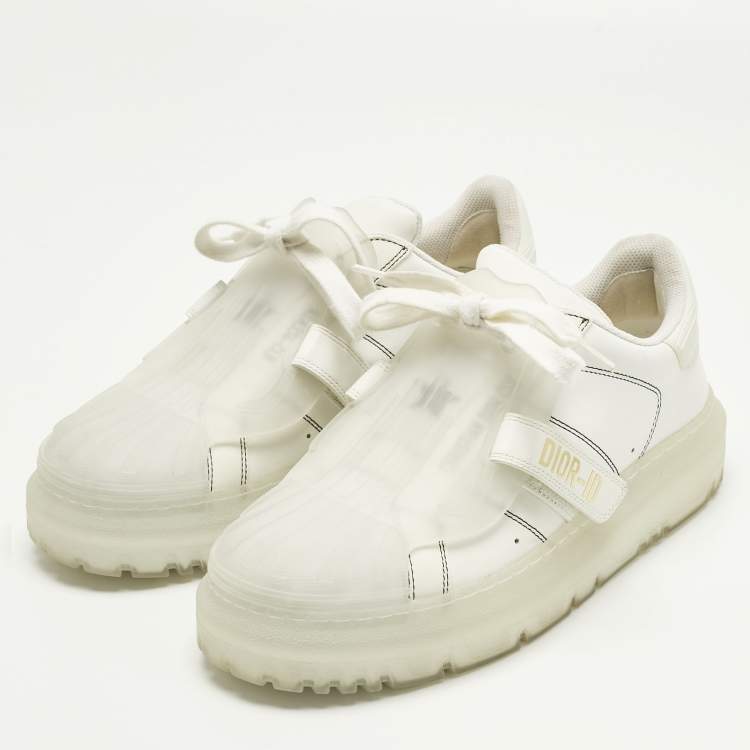 Pre Owned Dior White/Transparent Leather And Rubber Dior-ID Sneakers Size 38