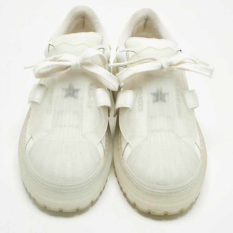 Pre Owned Dior White/Transparent Leather And Rubber Dior-ID Sneakers Size 38