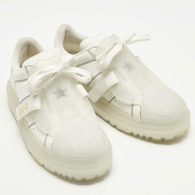 Pre Owned Dior White/Transparent Leather And Rubber Dior-ID Sneakers Size 38