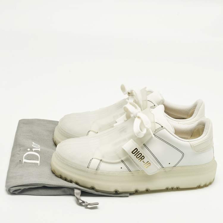 Pre Owned Dior White/Transparent Leather And Rubber Dior-ID Sneakers Size 38