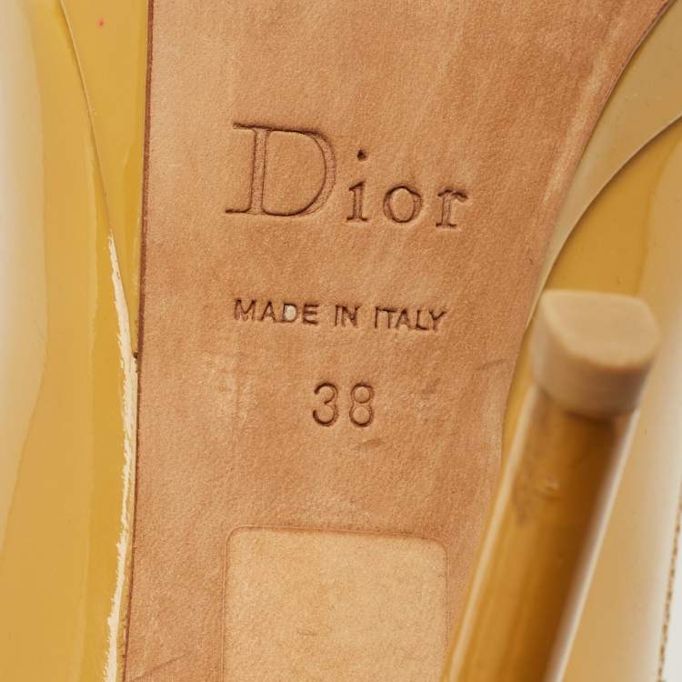 Pre Owned Dior Yellow Patent Leather Miss Dior Platform Pumps Size 38