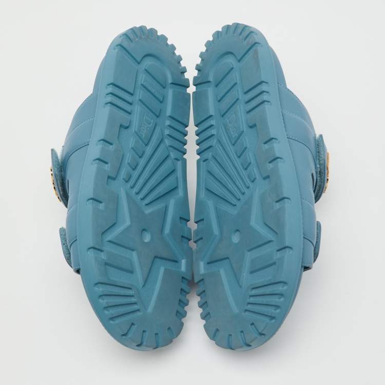 Pre Owned Dior Blue Leather Dioriviera Dioract Slide Sandals Size 38.5