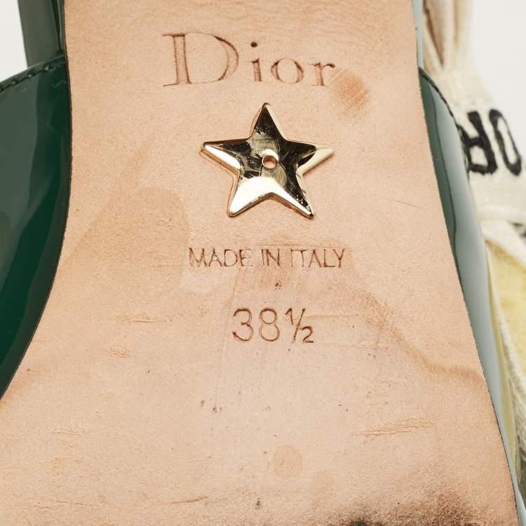 Pre Owned Dior Green Patent J'Adior Pointed Toe Slingback Pumps Size 38.5