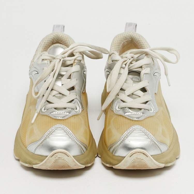 Pre Owned Dior Two Tone Jelly and Leather Vibe Lace Up Sneakers Size 37