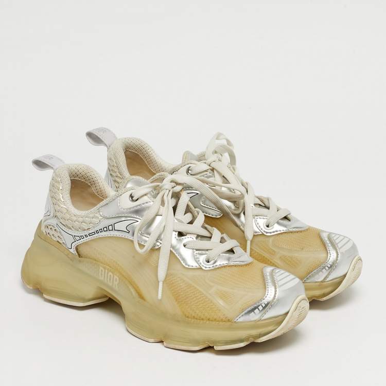 Pre Owned Dior Two Tone Jelly and Leather Vibe Lace Up Sneakers Size 37