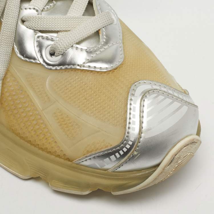 Pre Owned Dior Two Tone Jelly and Leather Vibe Lace Up Sneakers Size 37