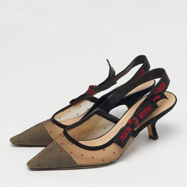 Pre Owned Dior Black Suede And Mesh J'Adior Pointed Toe Slingback Pumps Size 39