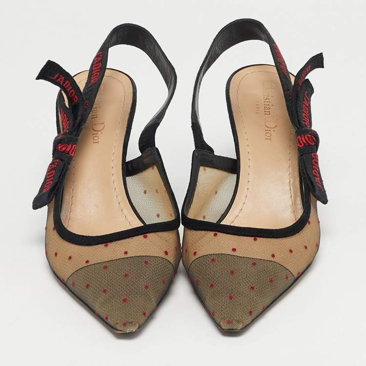 Pre Owned Dior Black Suede And Mesh J'Adior Pointed Toe Slingback Pumps Size 39