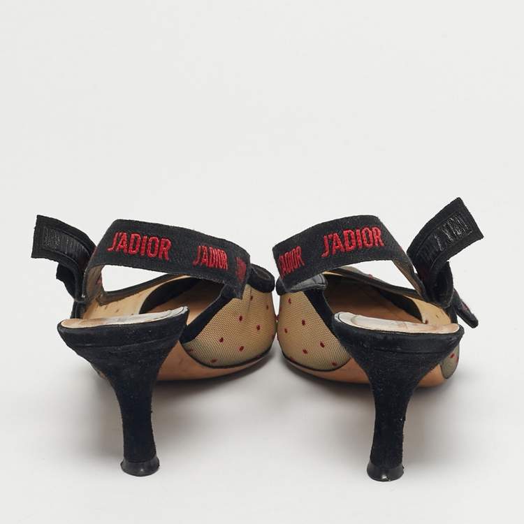 Pre Owned Dior Black Suede And Mesh J'Adior Pointed Toe Slingback Pumps Size 39