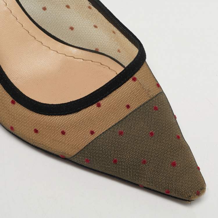 Pre Owned Dior Black Suede And Mesh J'Adior Pointed Toe Slingback Pumps Size 39