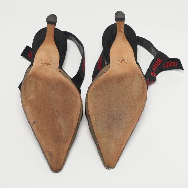 Pre Owned Dior Black Suede And Mesh J'Adior Pointed Toe Slingback Pumps Size 39