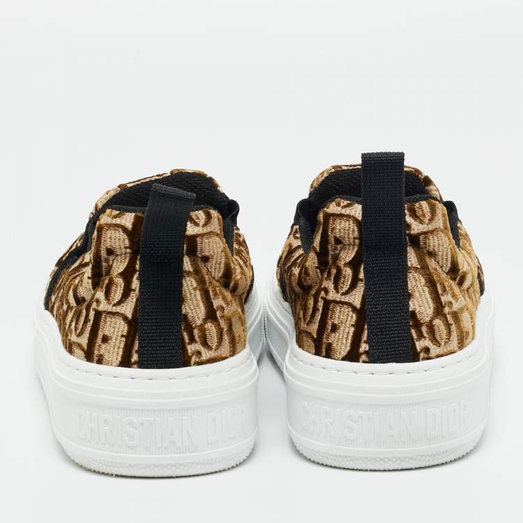 Pre Owned Dior Brown Oblique Velvet Solar Sneakers Size 38