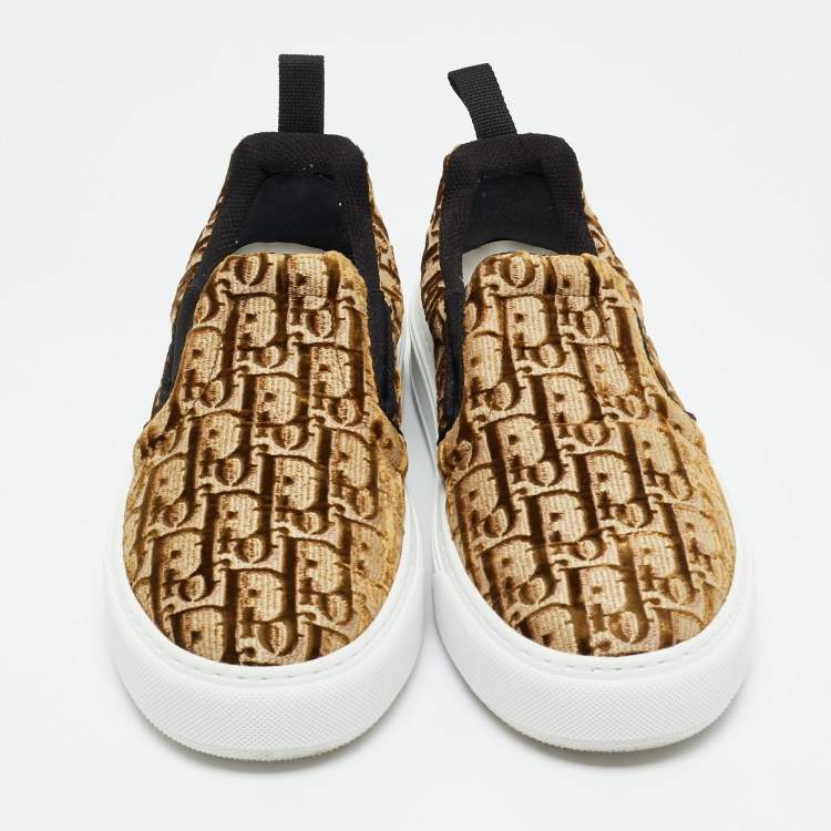 Pre Owned Dior Brown Oblique Velvet Solar Sneakers Size 38