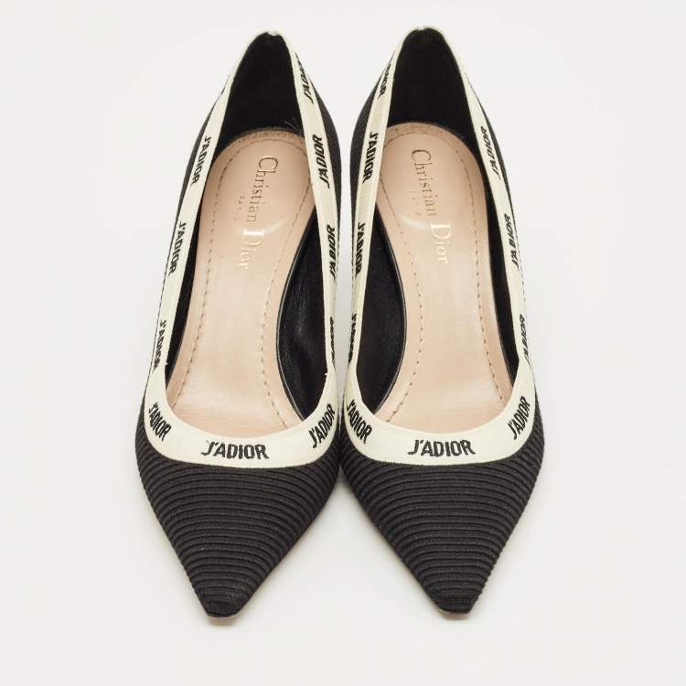 Pre Owned Dior Black Knit Fabric J'Adior Pumps Size 38