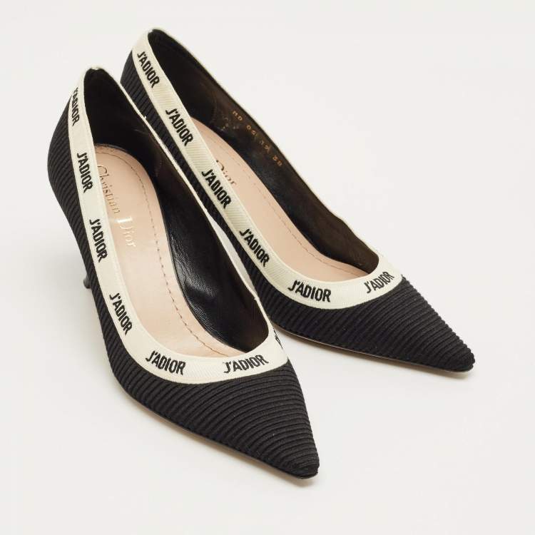 Pre Owned Dior Black Knit Fabric J'Adior Pumps Size 38