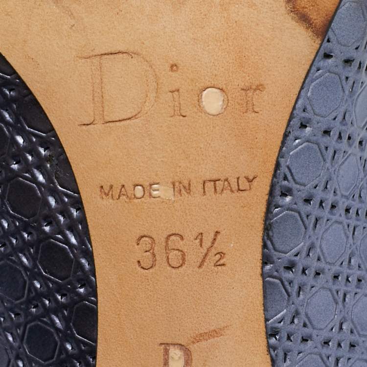 Pre Owned Dior Metallic  Blue Patent Leather Cherie Pointed Toe Pumps Size 36.5