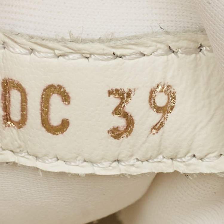 Pre Owned Dior White/Orange Fabric and PVC D-Connect Lace Up Sneakers Size 39