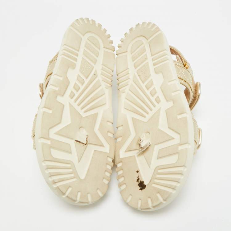 Pre Owned Dior DiorAct Size 41 Gold Leather Slingback Sandals