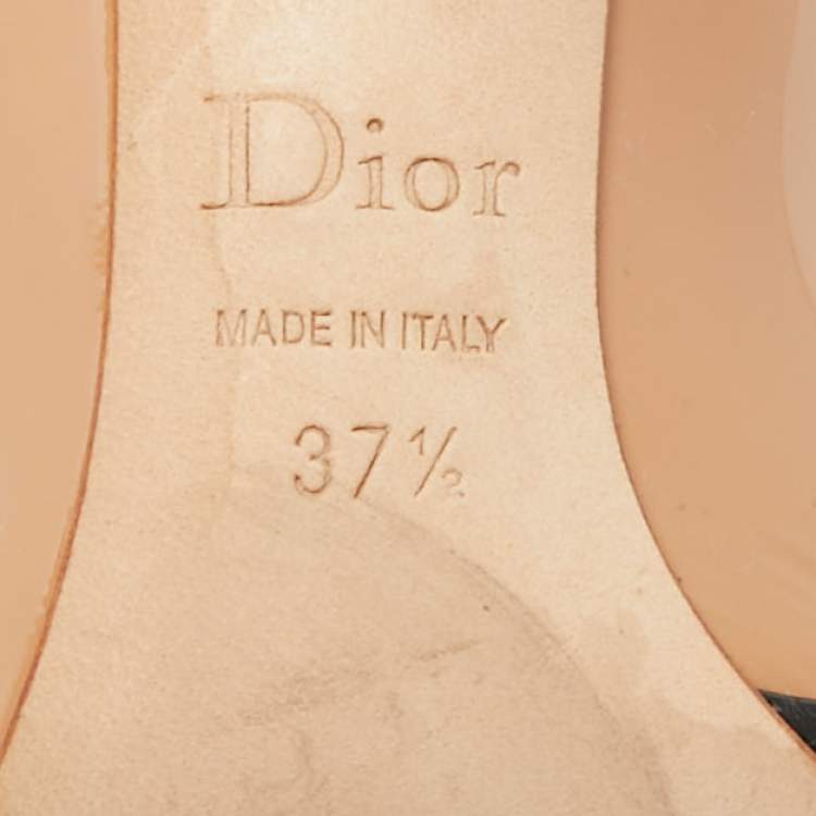 Pre Owned Dior Buckle Bow  Beige/Black Patent Leather Pointed Toe Pumps Size 37.5