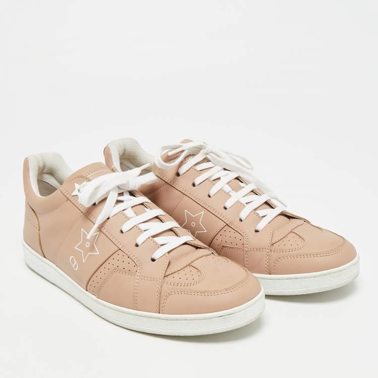 Pre Owned Dior Beige Leather D-star Lace Up Sneakers Size 38
