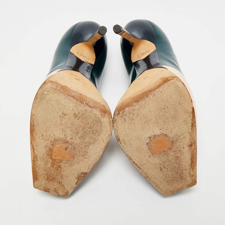 Pre Owned Dior Size 36 Multicolor Leather Square Sole Platform Pumps