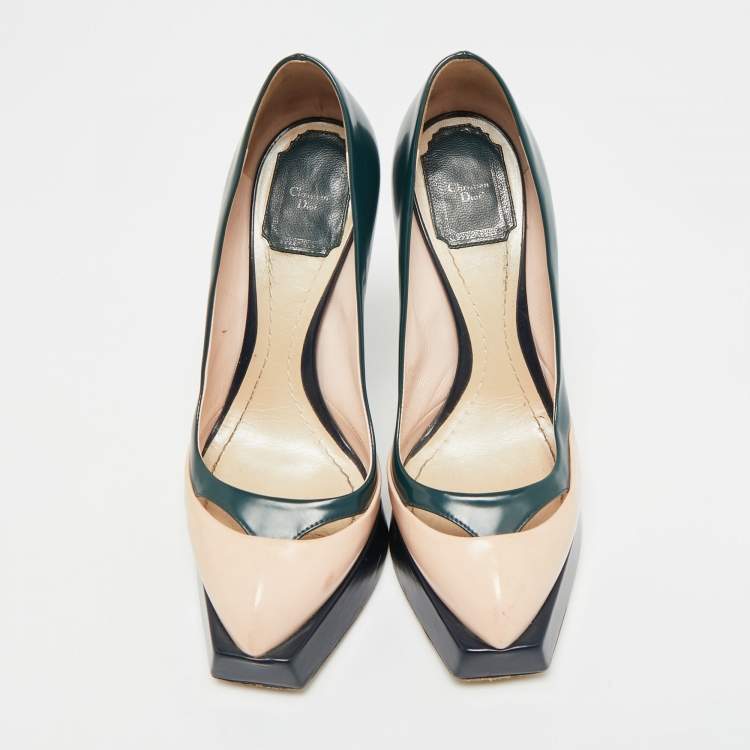 Pre Owned Dior Size 36 Multicolor Leather Square Sole Platform Pumps