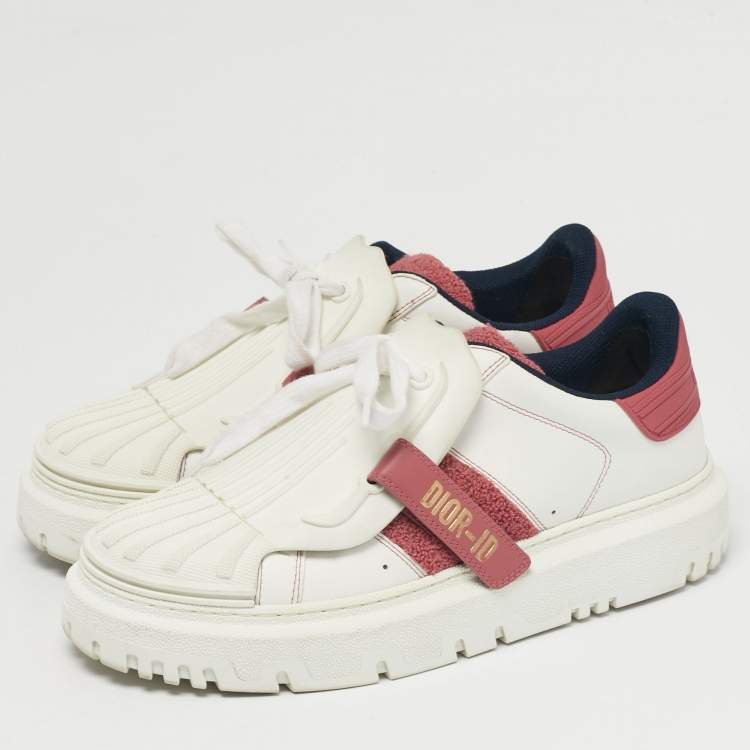 Pre Owned Dior ID Size 39 White/Pink Leather and Rubber Sneakers