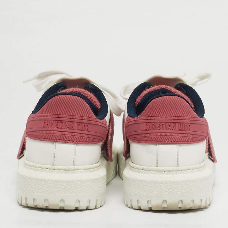 Pre Owned Dior ID Size 39 White/Pink Leather and Rubber Sneakers