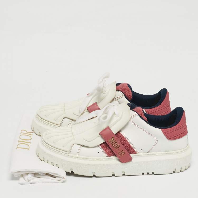 Pre Owned Dior ID Size 39 White/Pink Leather and Rubber Sneakers