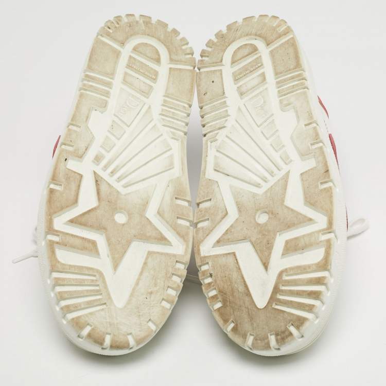 Pre Owned Dior ID Size 39 White/Pink Leather and Rubber Sneakers