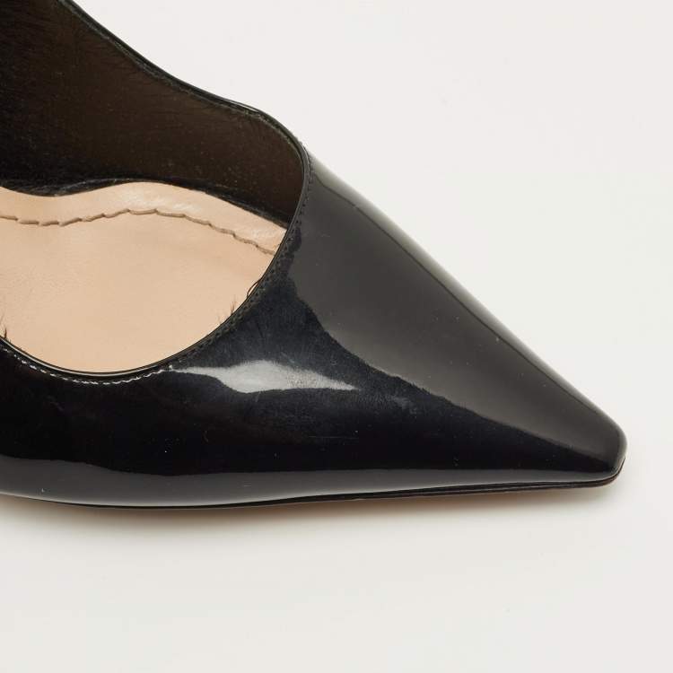 مملوكة مسبقًا حذاء كعب عالي ديور جادور جلدي أسود طلاء سائل بخطاف خلفي مقاس 37.5