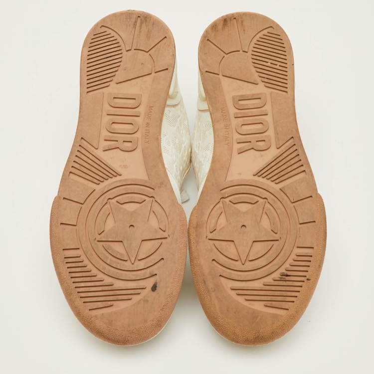 Pre Owned Dior One Size 38 White/Beige Leather Oblique Perforated Low Top Sneakers