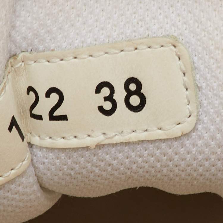 Pre Owned Dior One Size 38 White/Beige Leather Oblique Perforated Low Top Sneakers