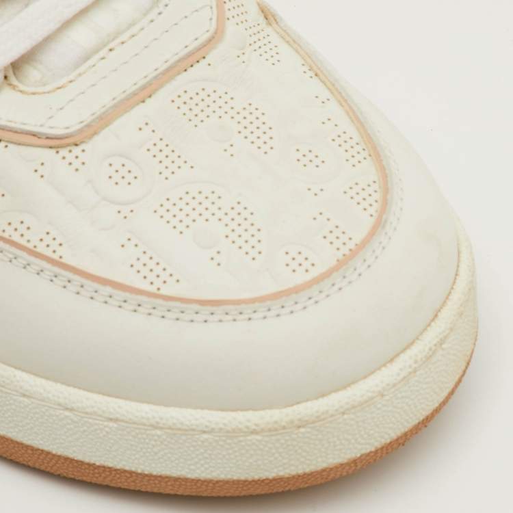 Pre Owned Dior One Size 38 White/Beige Leather Oblique Perforated Low Top Sneakers
