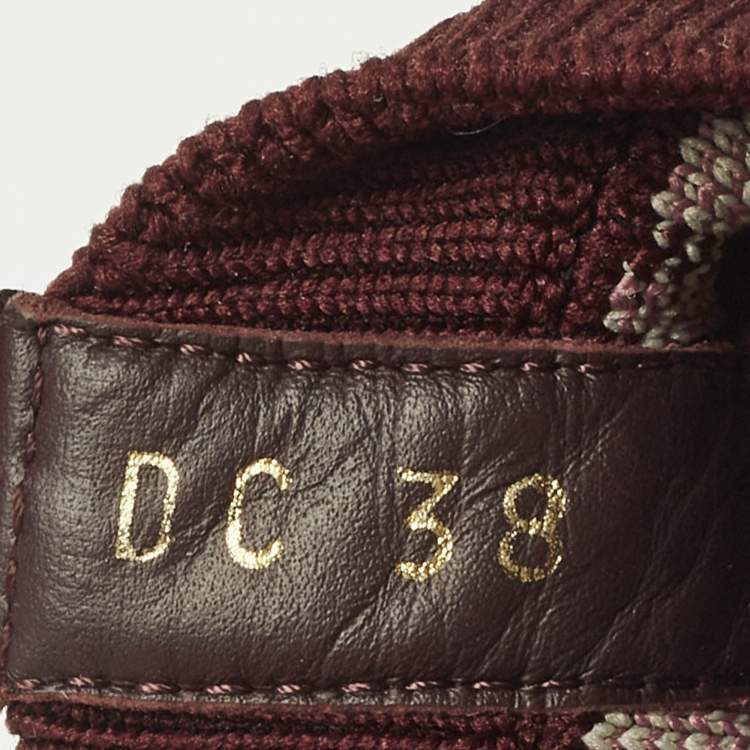 Pre Owned Dior Walk'n'Dior Size 38 Burgundy Knit Fabric and Leather Mid Top Sneakers