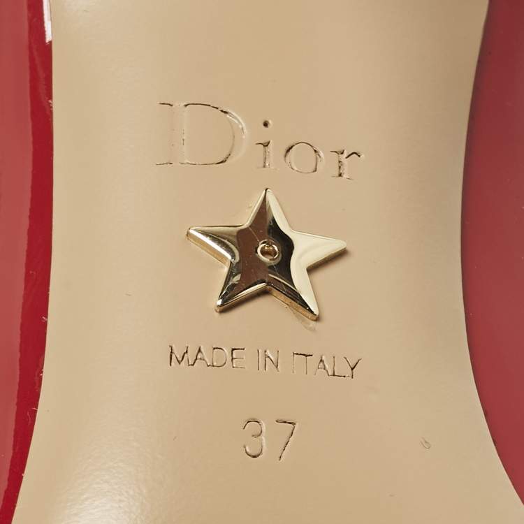 مملوكة مسبقًا Dior Size 37 Red Patent Leather Pointed Toe Slingback Pumps
