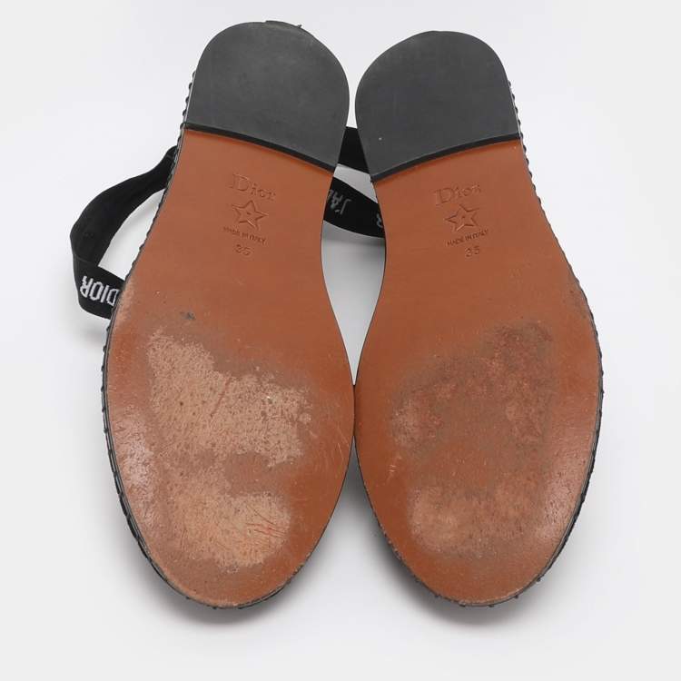 Pre Owned Dior J'Adior Size 35 Black Mesh Ankle Wrap Espadrille Flats