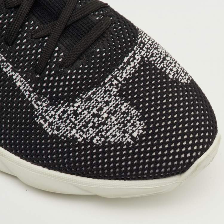 Pre Owned Dior B21 Size 41 Black/White Knit Fabric Sock High Top Sneakers 