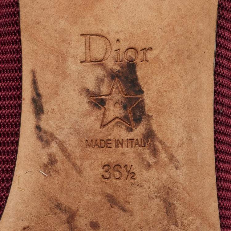 Pre Owned Dior J'Adior Size 36.5 Burgundy Fabric Ballet Flats