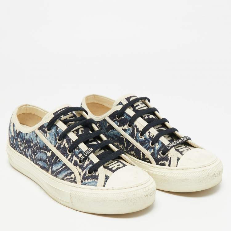 Pre Owned Dior Walk'n'Dior Size 39 Blue/Cream Canvas Lace Up Sneakers