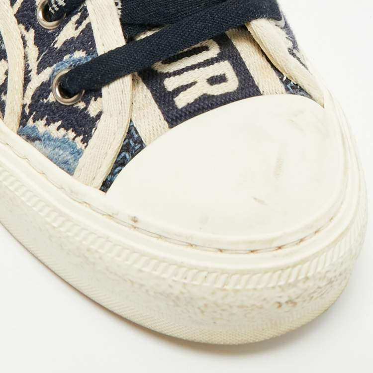 Pre Owned Dior Walk'n'Dior Size 39 Blue/Cream Canvas Lace Up Sneakers