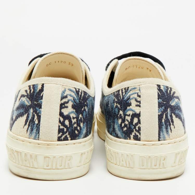 Pre Owned Dior Walk'n'Dior Size 39 Blue/Cream Canvas Lace Up Sneakers