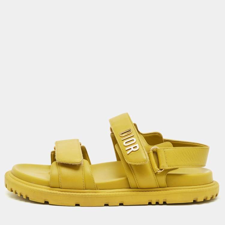 Pre Owned Dior DiorAct Size 38 Olive Green Leather Slingback Sandals